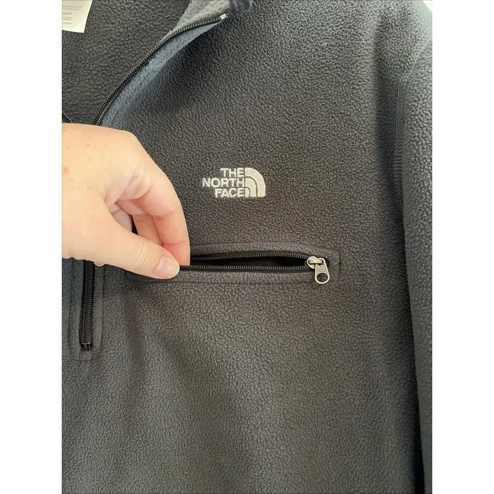 NEW North Face Fleece Light Jacket Dark Gray 1/2 Zip Pockets Mens L Long Sleeve